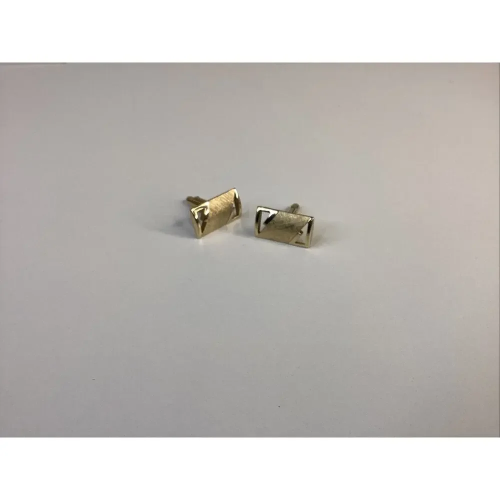 Vtg Swank Cufflinks Gold Tone Rectangle Brushed 1”